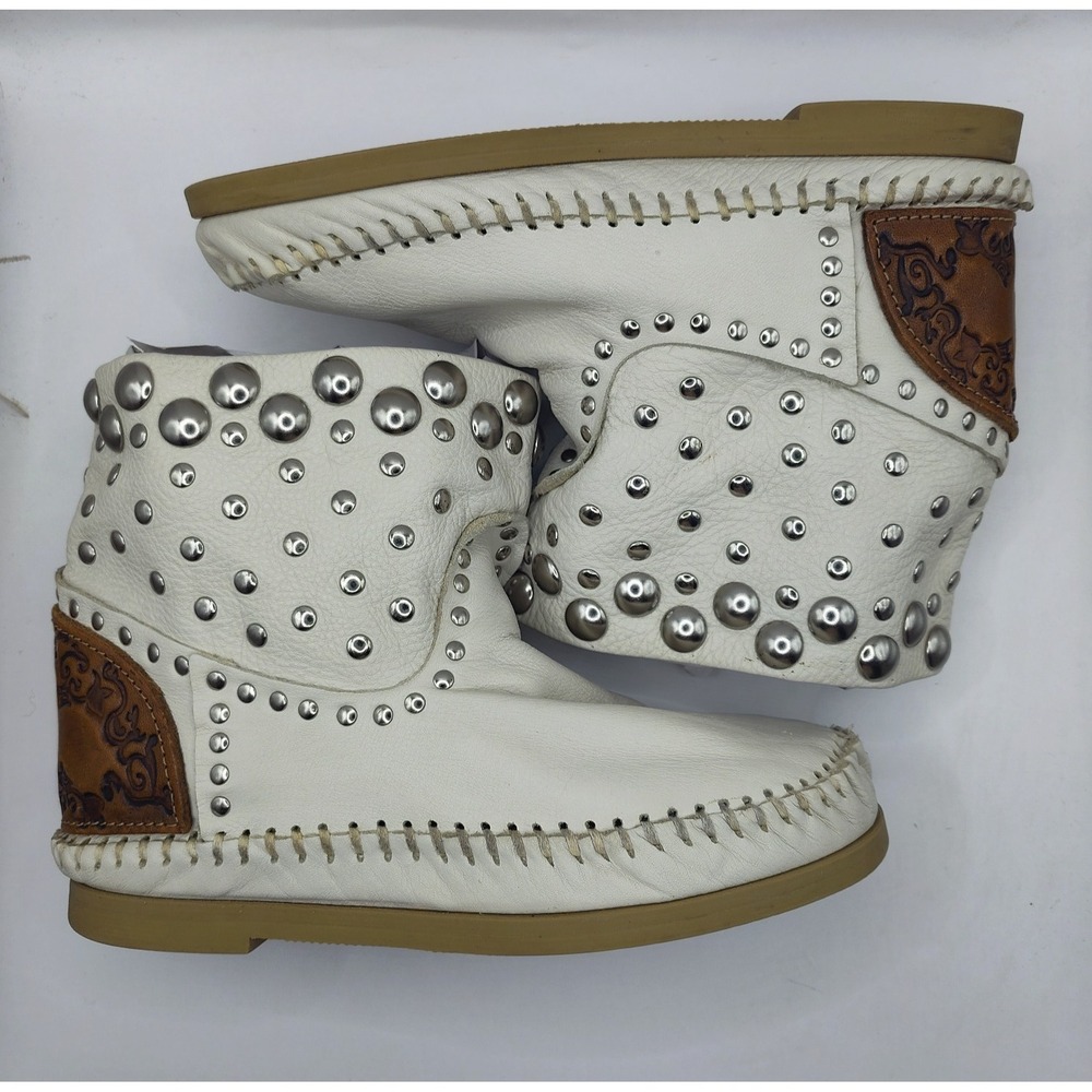 L' Artigiano di Riccione Indianini Boots Studded Leather Moccasins Size 38